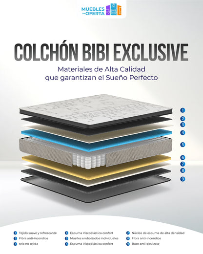 Pack Colchón Bibi 28cm + Canapé Abatible Reforzado