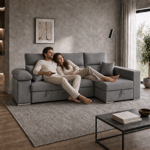 Sofá Chaiselongue Cama ROSALIA con Arcón 263cm