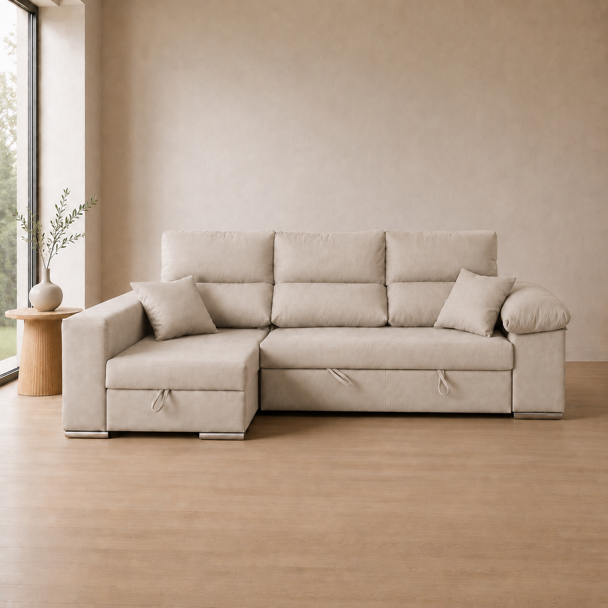 Sofá Chaiselongue Cama ROSALIA 4 plazas 263cm Arcón Integrado