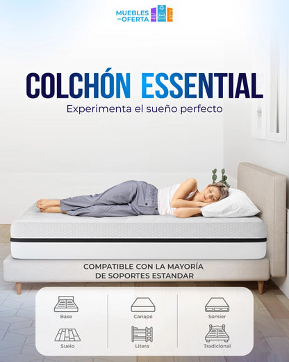 Pack Colchón Essential 25cm + Canapé Abatible Reforzado