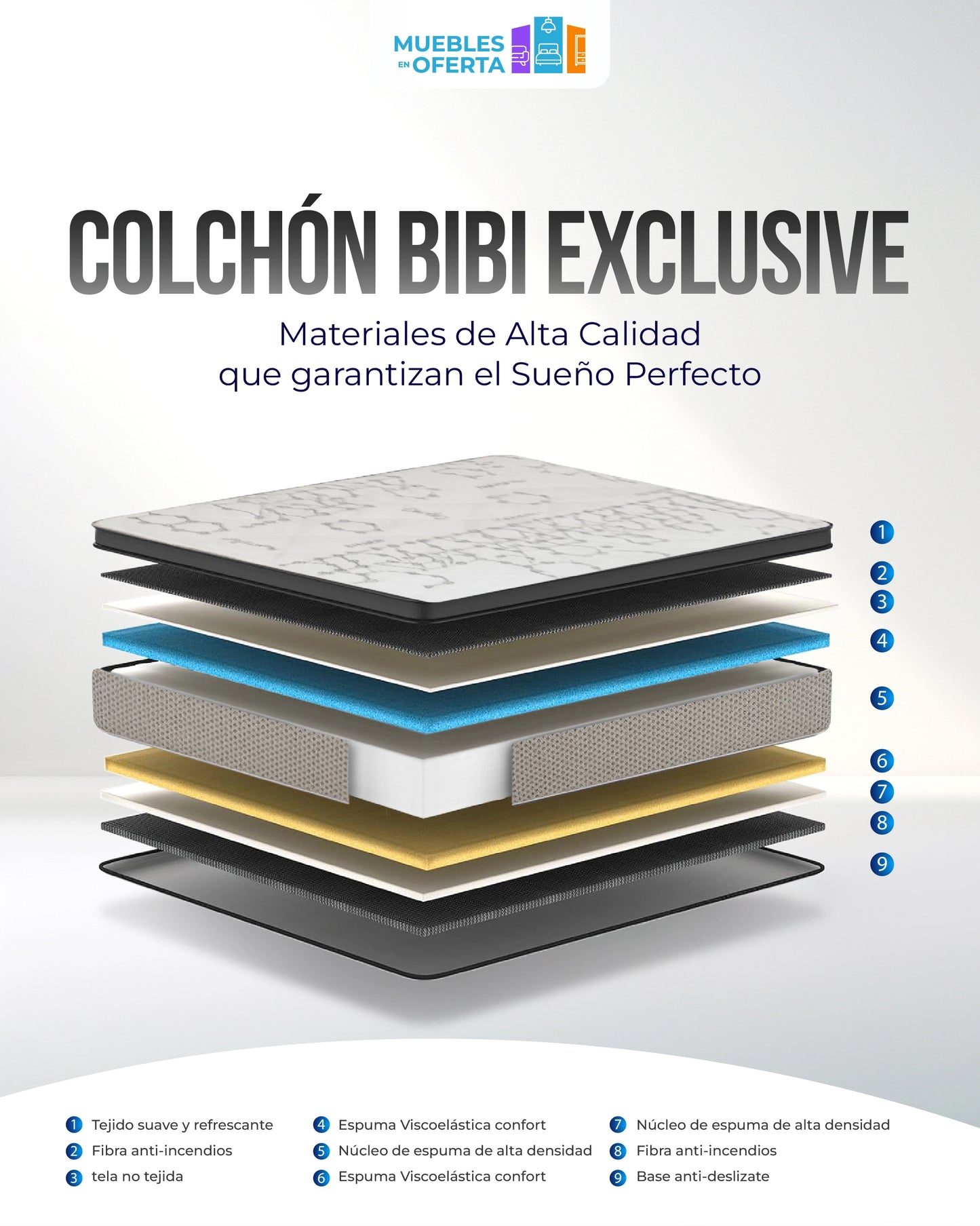Pack Colchón Bibi 28cm + Canapé Abatible Reforzado