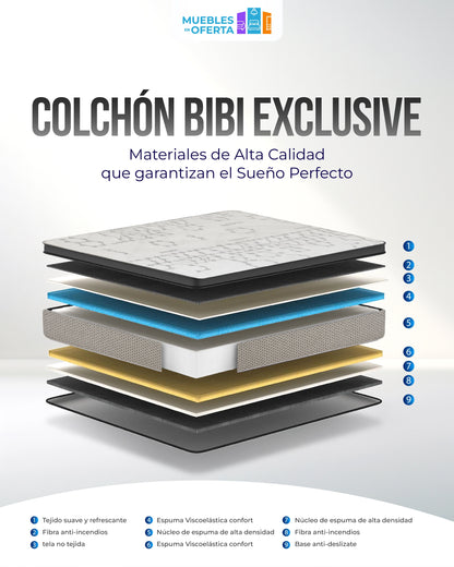 Pack Colchón Bibi 28cm + Canapé Abatible Reforzado