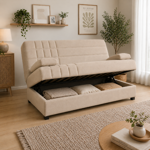 Sofá Cama EMMA Clic-Clac 190cm · Arcón Integrado