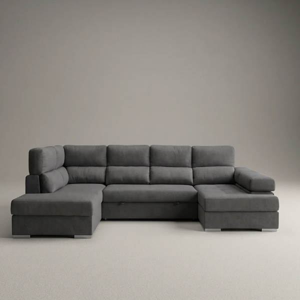 Sofá Chaiselongue FLORA Rinconera 345cm 4-5 Plazas · Cama + Arcón · a elegir Izq/Der