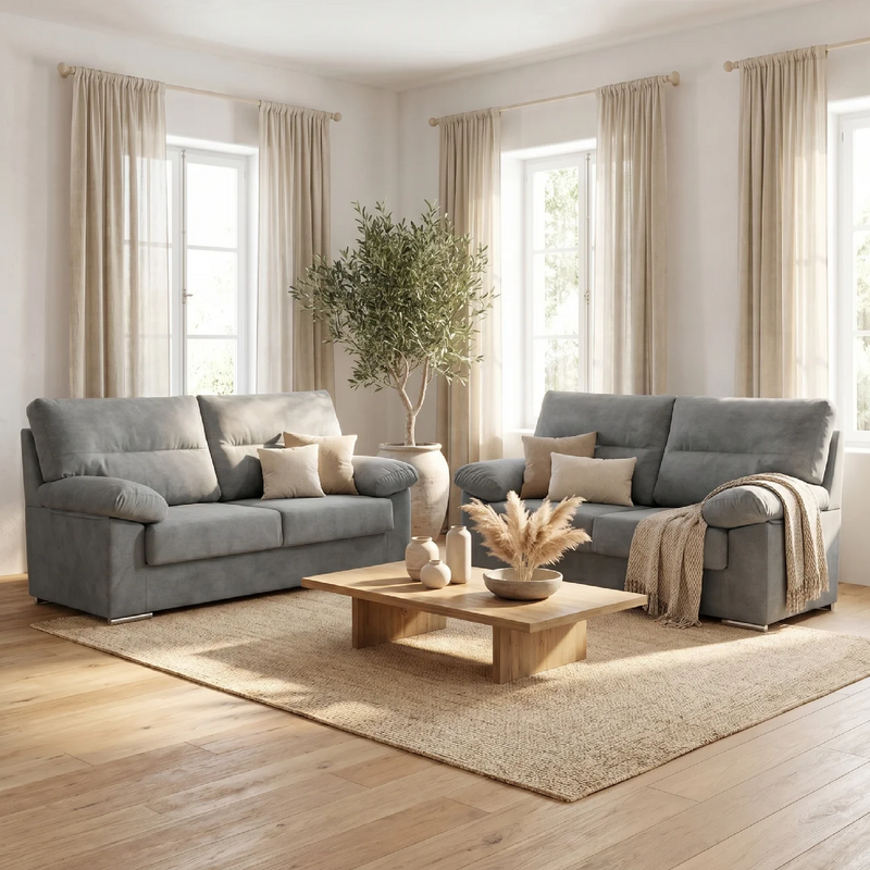 Conjunto Sofá LINA 3+2 Plazas · Tapizado Tela Antimanchas · 180 + 140 cm · Estructura Reforzada Madera