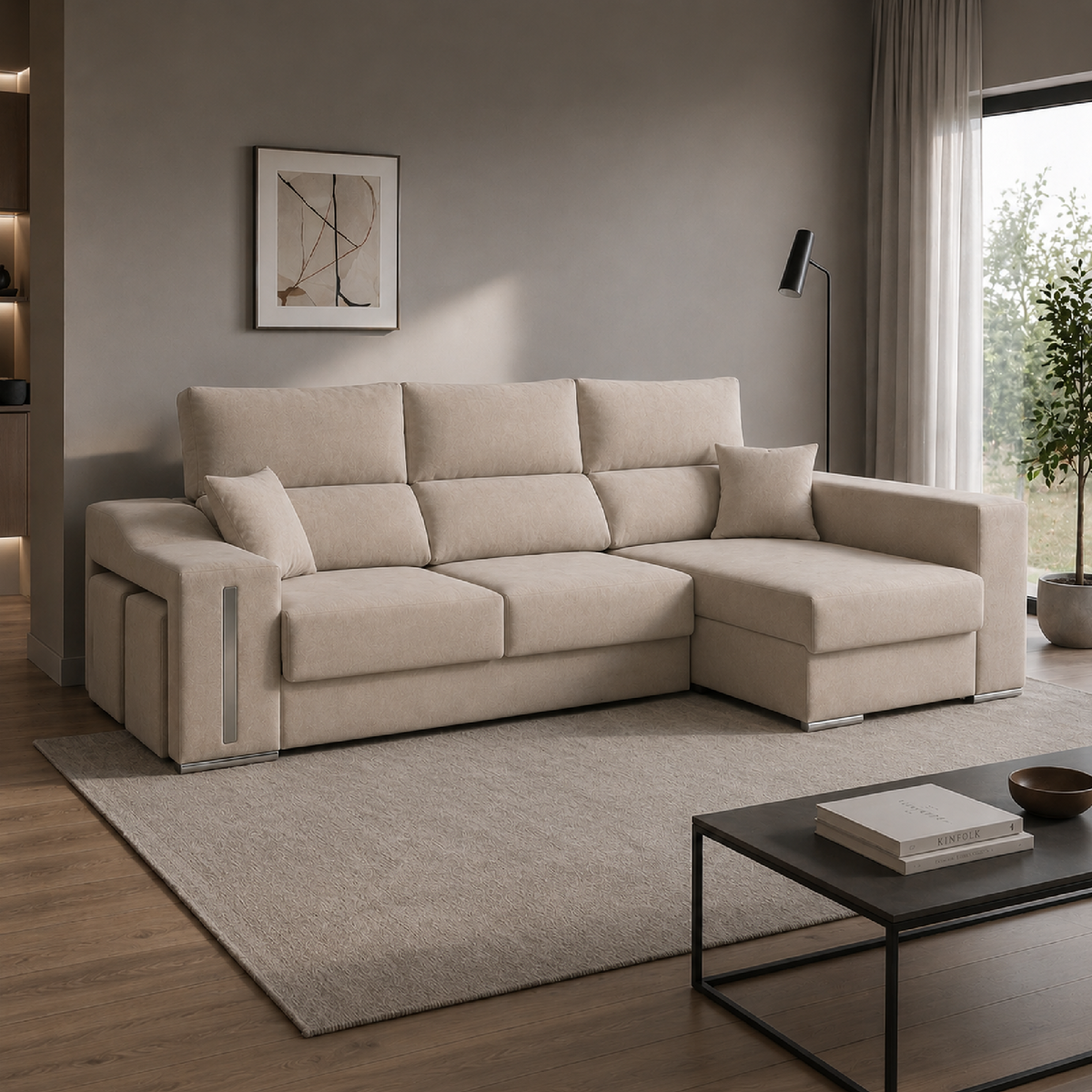 Sofá Chaiselongue ROMEO 265cm Arcón Integrado · a elegir Izq/Der