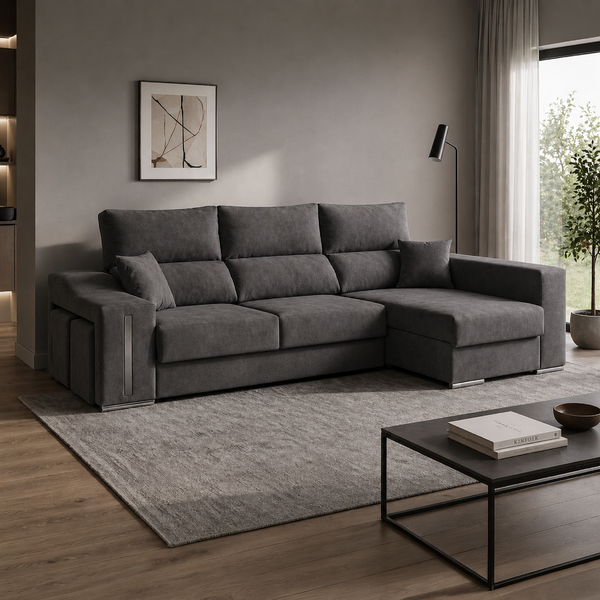 Sofá Chaiselongue ROMEO 265cm Arcón Integrado · a elegir Izq/Der