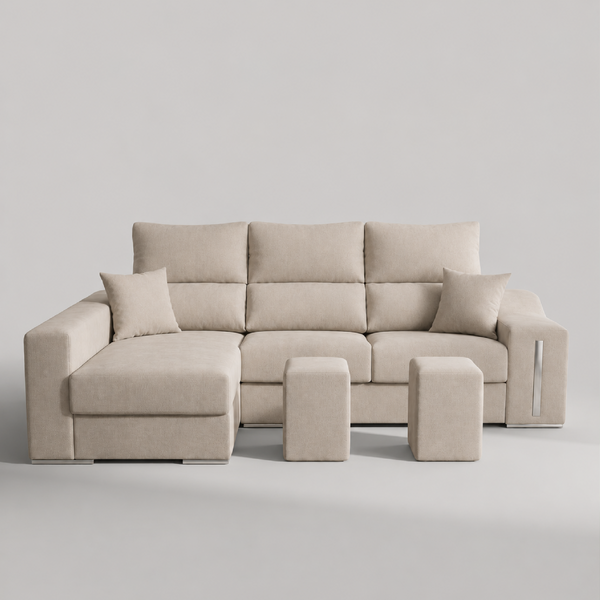 Sofá Chaiselongue ROMEO 265cm Arcón Integrado · a elegir Izq/Der