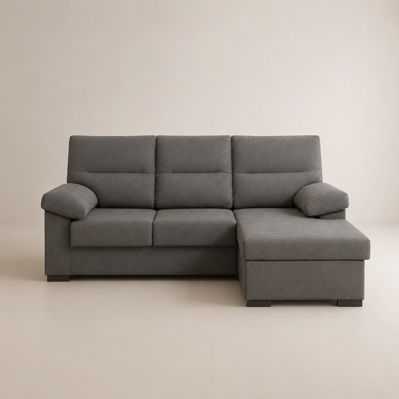 Sofá Chaiselongue Athenas 3 Plazas 206cm Tela Antimanchas