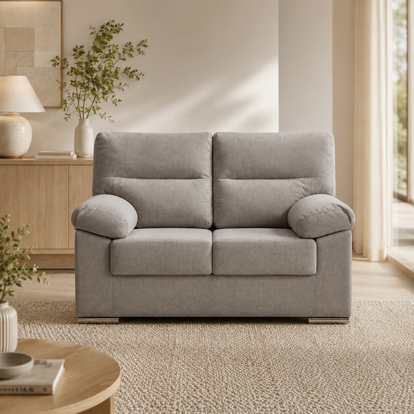 Sofá Lina 2 Plazas 140cm Tapizado Tela Antimanchas gris