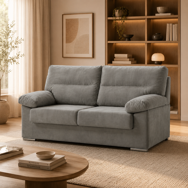 Sofá Lina 2 Plazas 140cm Tapizado Tela Antimanchas gris