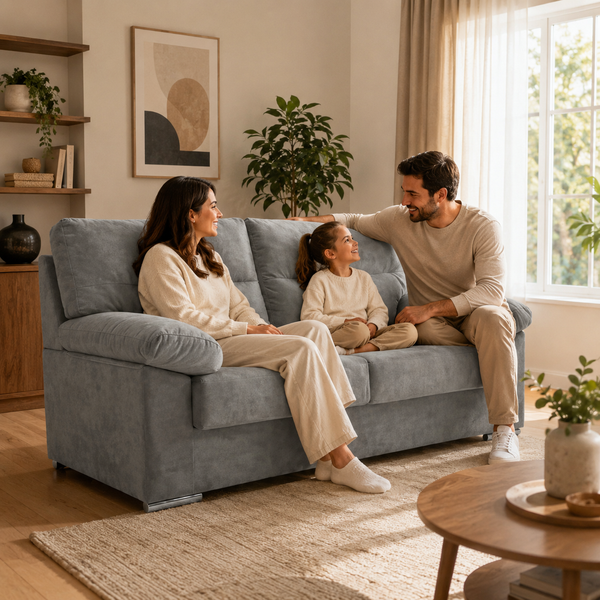 Sofá Lina 3 Plazas 180cm Tapizado Tela Antimanchas