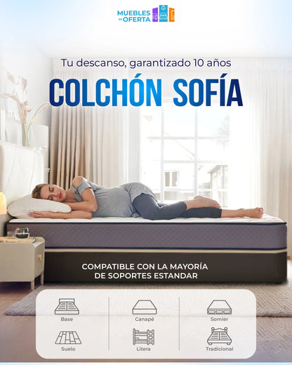Pack Colchón Sofía 30cm + Canapé Abatible Reforzado