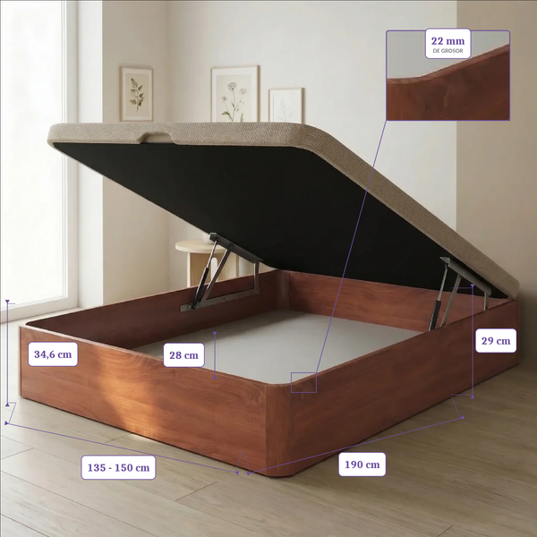 Canapé Abatible Reforzado Madera 22mm