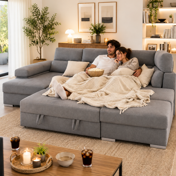 Sofá Chaiselongue FLORA Rinconera 345cm 4-5 Plazas Cama