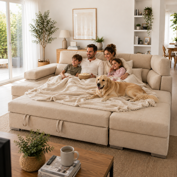 Sofá Chaiselongue FLORA Rinconera 345cm 4-5 Plazas Cama